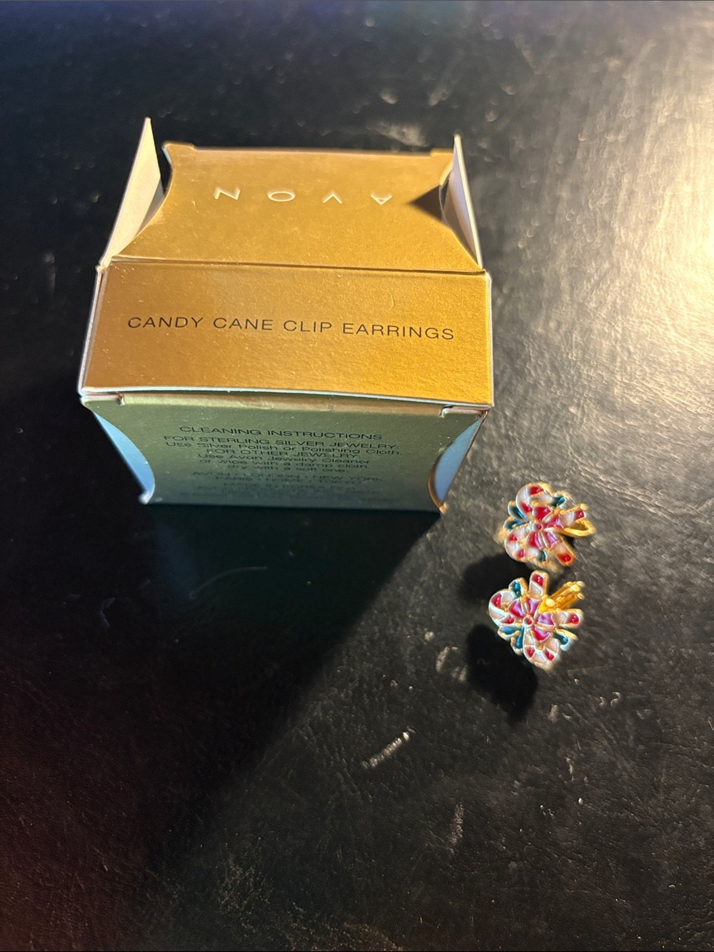 Avon Candy Cane Clip Earrings - Multicolor Enamel Holiday Clip-Ons